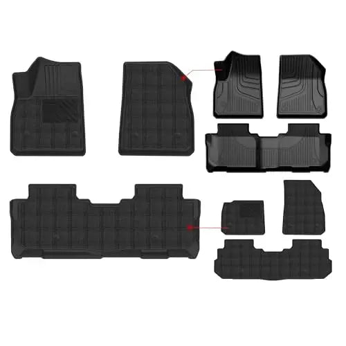 TTX LIGHTING Black & Red All-Weather Floor Mats for 2019-2026 Chevrolet Blazer